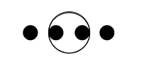 Four pegs, circle around the two middle pegs